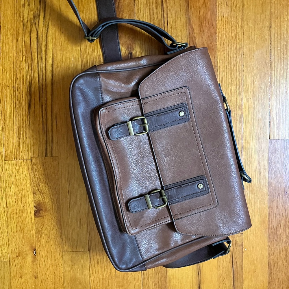 Aldo Brown Leather Messenger Bag